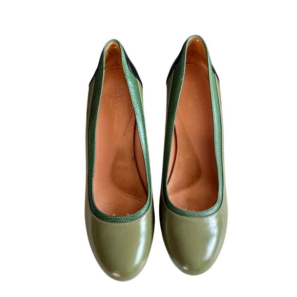 Robert Clergerie Green and Black Platform Pumps Size 7B - Picture 8 of 10